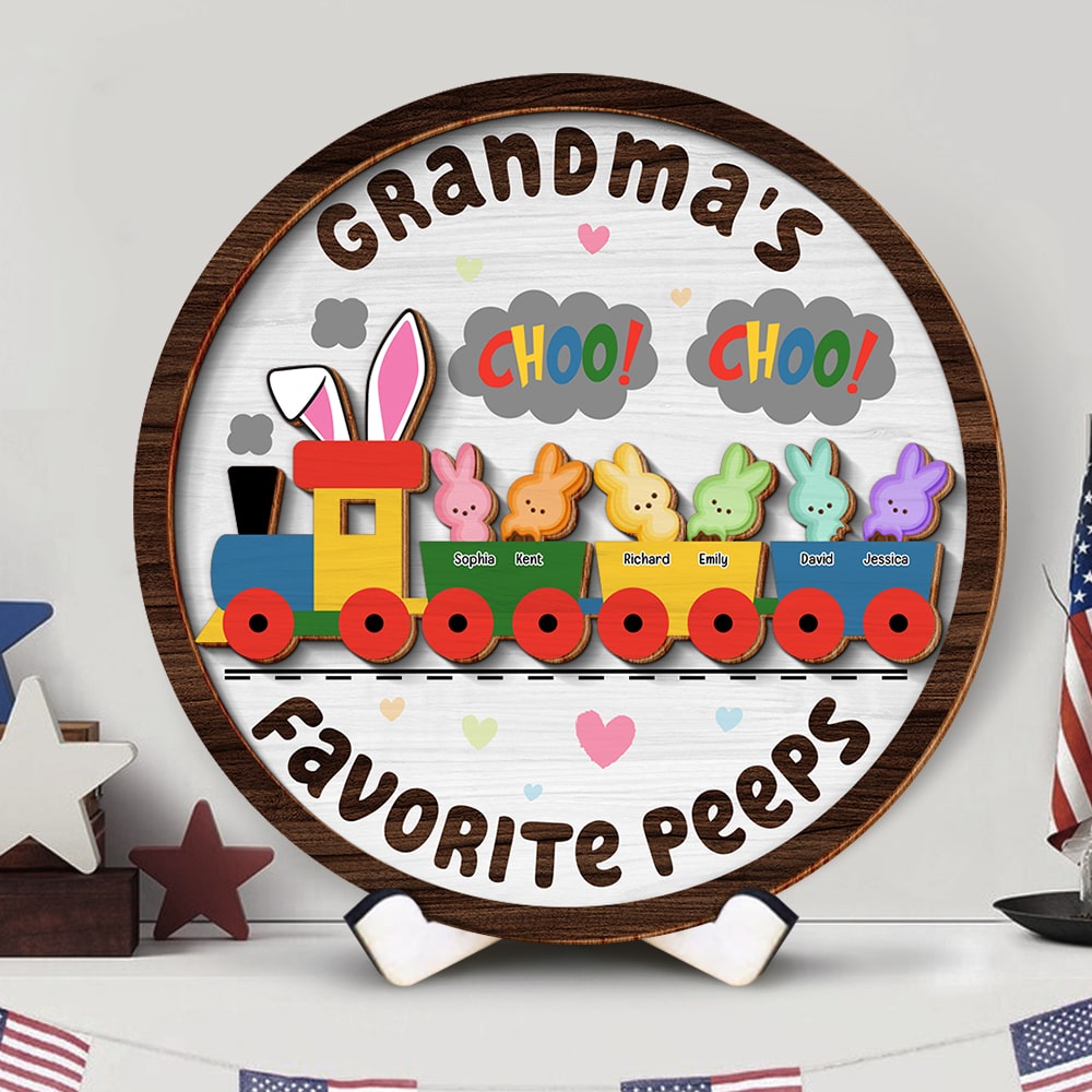 Personalized Gifts For Grandma Wood Sign Favorite Peeps-Homacus
