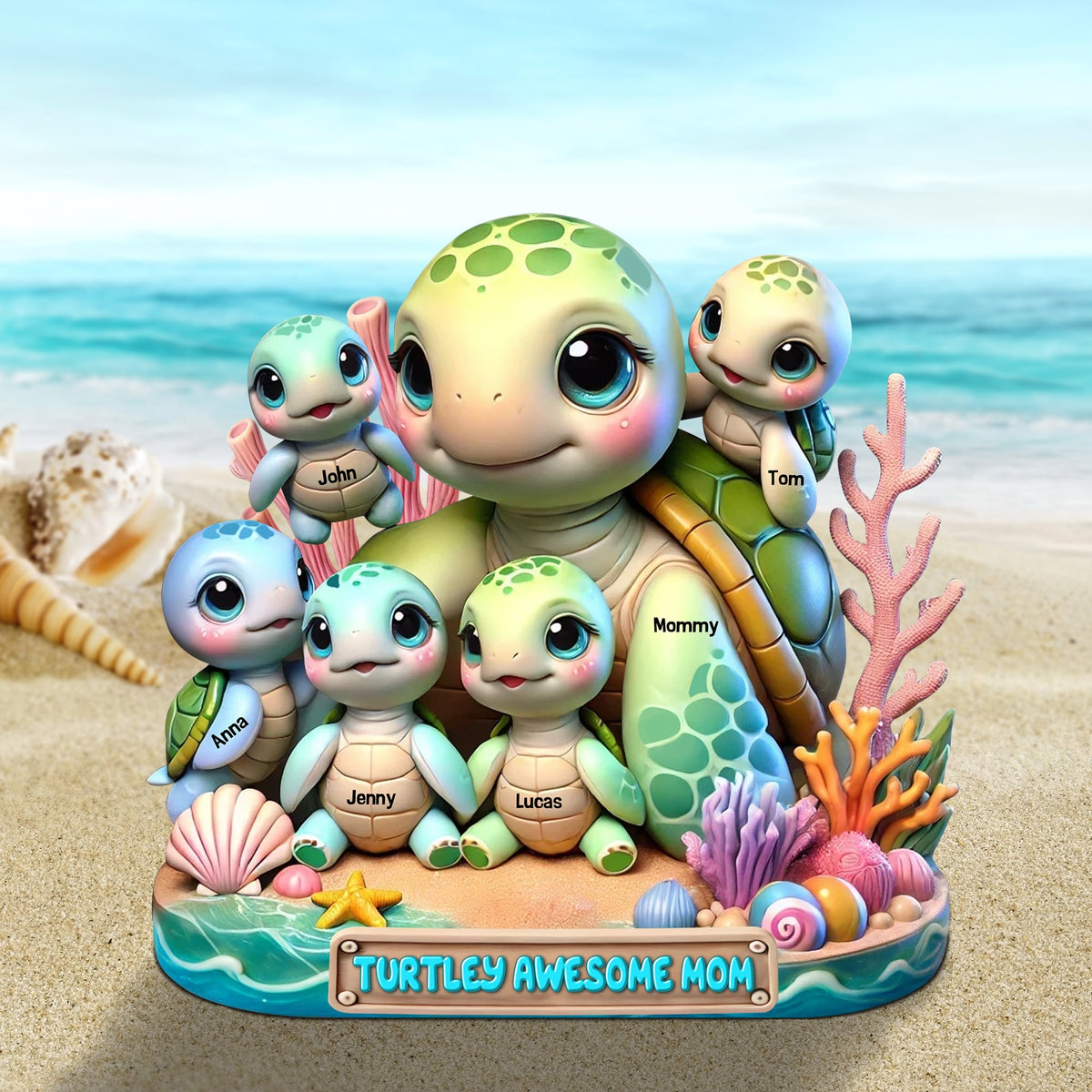 Turtle Mom Plaque - Personalized Gifts For Mom 05qhtn110425 Christmas Decor-Homacus