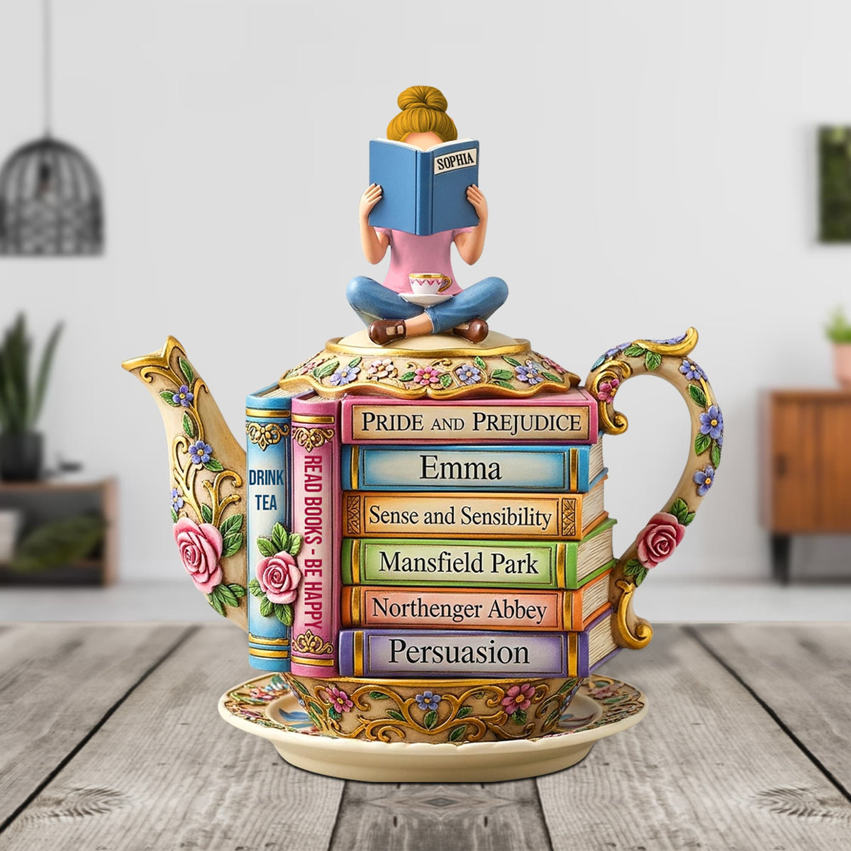 Book & Tea Loving Girl Plaque - Personalized Gifts For Book Lovers 03qhtn020625-Homacus
