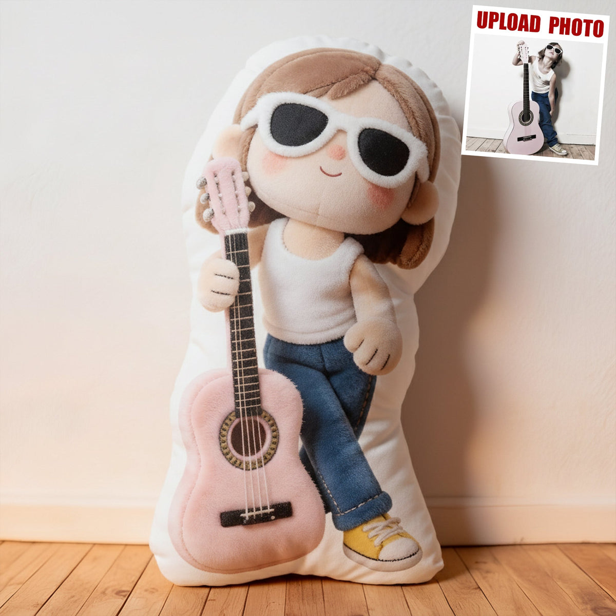 Guitar Girl Custom Shape Pillow - Custom Photo Gifts For Guitar Lovers 02pgdt201225-Homacus