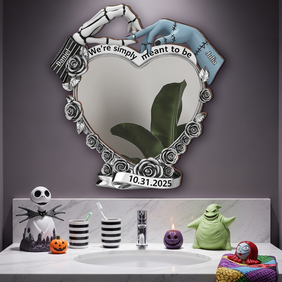 Spooky Couple Personalized Wall Hanging Mirror Gifts For Couple 03OHLU220725-Homacus