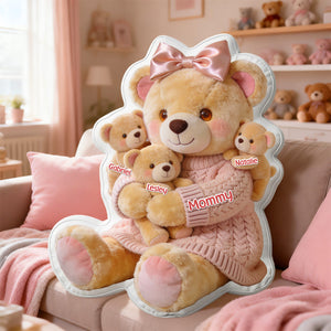 Mom Bear Custom Shape Pillow - Personalized Gifts For Mother 03pgmg160326-Homacus