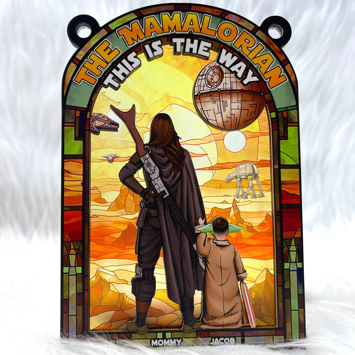 Personalized Gifts For Mom Suncatcher, Outer Space Planet Stained Glass Artwork 05qhpu130225hg-Homacus