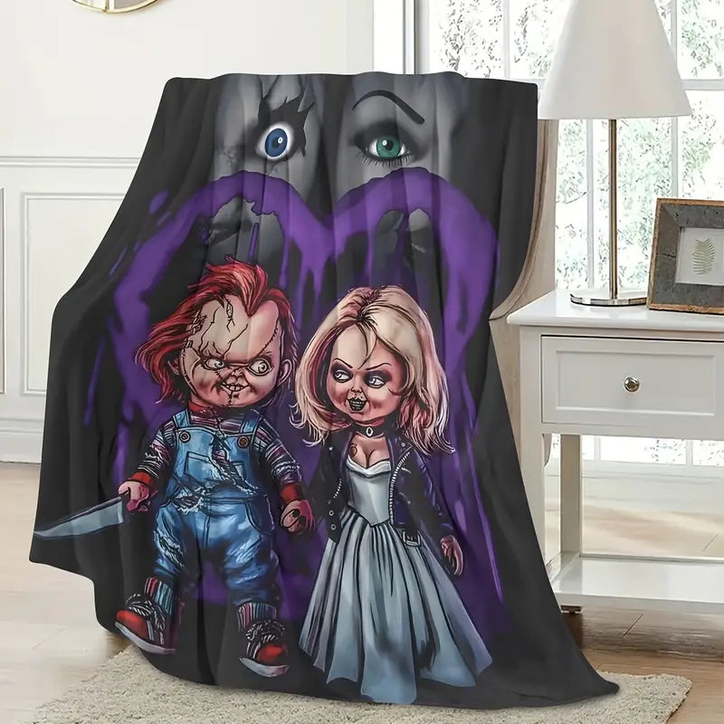 Creepy Doll Couple Horror Blanket - Spooky Gifts For Couple 92laxx180725-Homacus