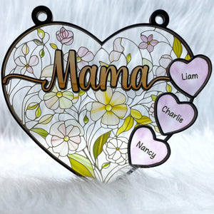 Personalized Gifts For Mom Suncatcher Ornament, Soft Vibrant Flower Heart 01qhti270225-Homacus