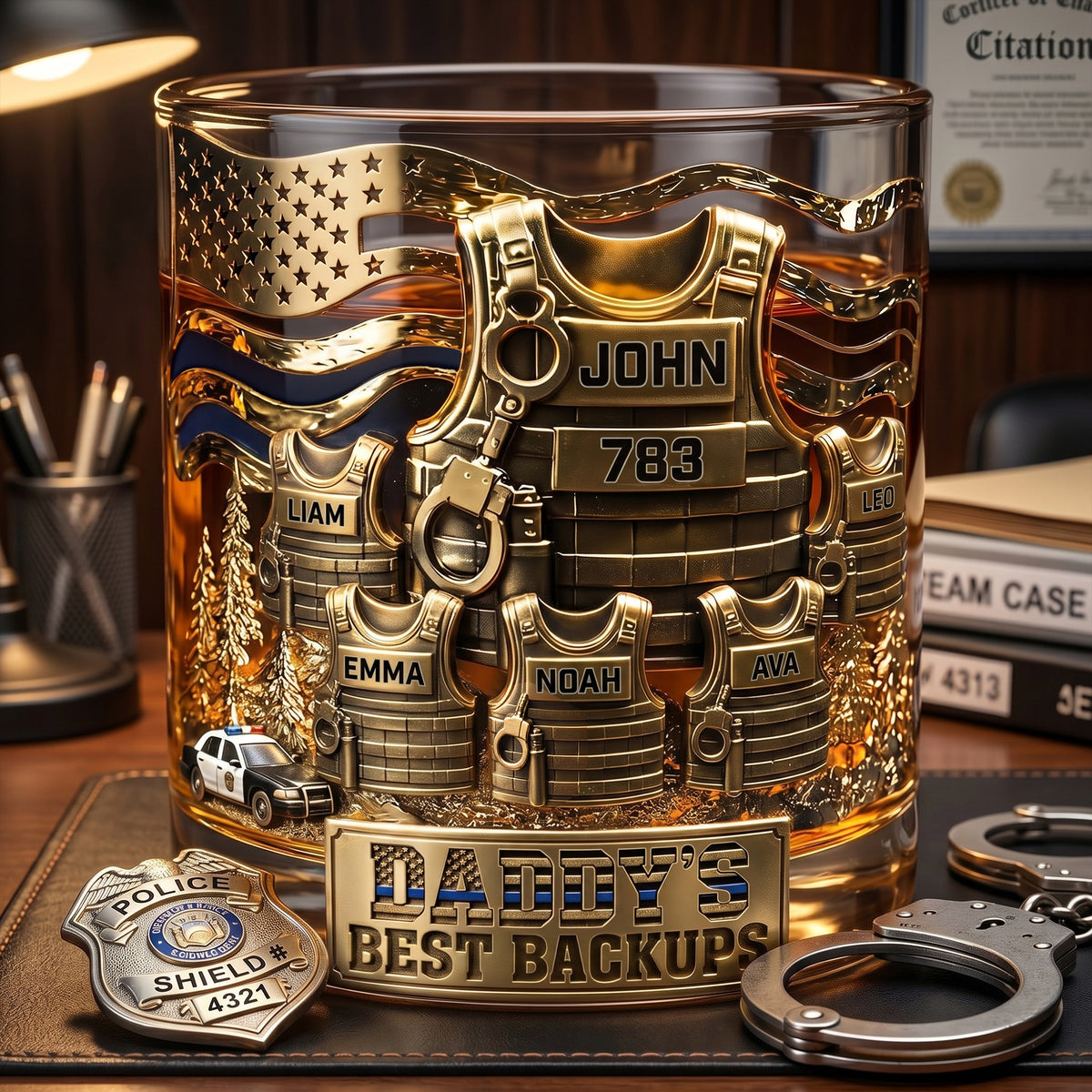 Legendary Police Dad Round Glass, Personalized Gifts For Police Officer, Sheriff, Captain Dad 04qhlu270526-Homacus