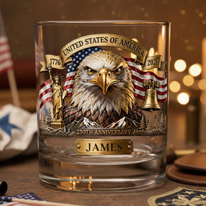 Veteran Personalized 11oz Round Glass - Personalized Gifts For Military Drinking Glass 02NATA280126-Homacus