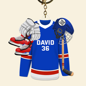 Hockey Player Keychain- Hockey Jersey with Custom Team Logo Gifts For Hockey Lovers-04huqn231224-Homacus
