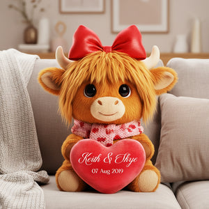 Highland Cow Valentine Custom Shaped Pillow - Personalized Gifts For Couple 03hyta161225-Homacus