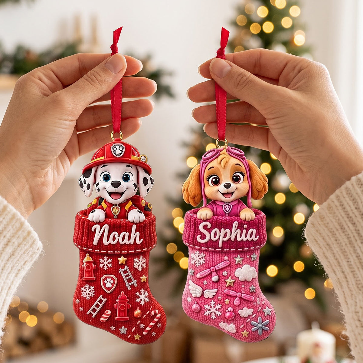 Rescue Pups Christmas Stocking Ornament - Personalized Gifts For Kids 06TTTN201026-Homacus
