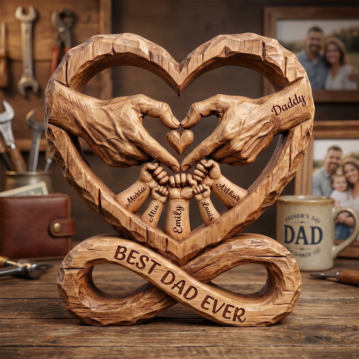 Dad Fist Bump Heart Plaque, Personalized Gifts For Dads 02QHDH140526-Homacus