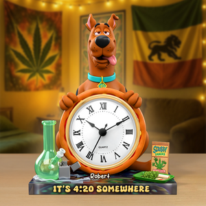 A Playful Pup Desk Clock Plaque - Personalized Gift For Weed Lovers 04TOPU180625-Homacus