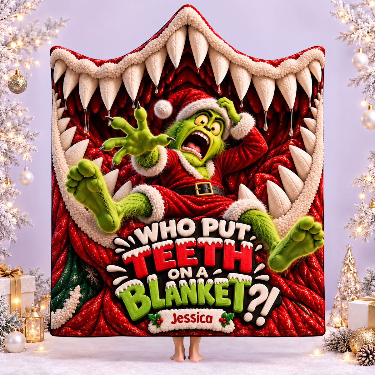 Put Teeth On A Blanket - Personalized Christmas Gifts Wearable Blanket Hoodie 06hadt161026-Homacus