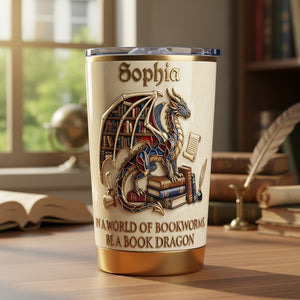 Dragon And Book Tumbler - Personalized Gifts For Book Lovers 06kimg060126-Homacus