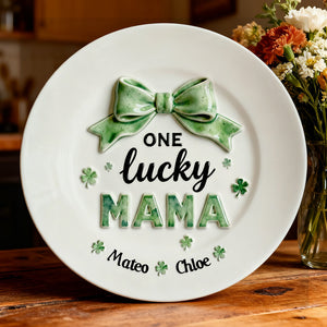 Patrick's Day Round Ceramic Plate - Personalized Gifts For Grandma and Mom 01pgdt090226-Homacus