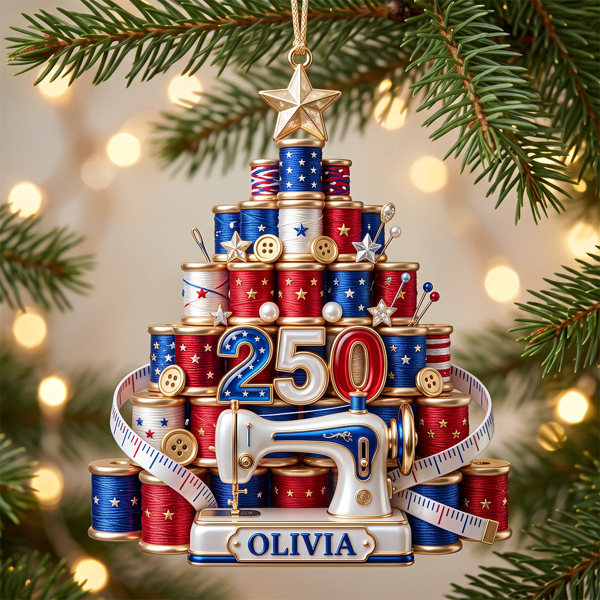 Festive Stitching Machine Ornament - Personalized Gift For Sewing Lovers 05PGTN050926-Homacus