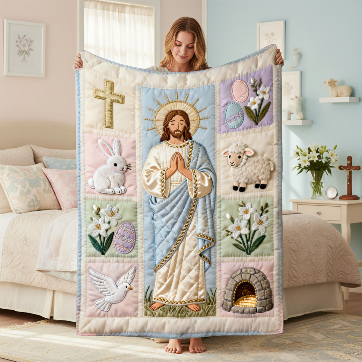 Easter Blessings Jesus Blanket - Personalized Gifts For Christian 03NAMG310126-Homacus