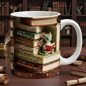 Dragon Reading Book Coffee Mug- Personalized Gifts For Book Lovers 08OHDT301225-Homacus