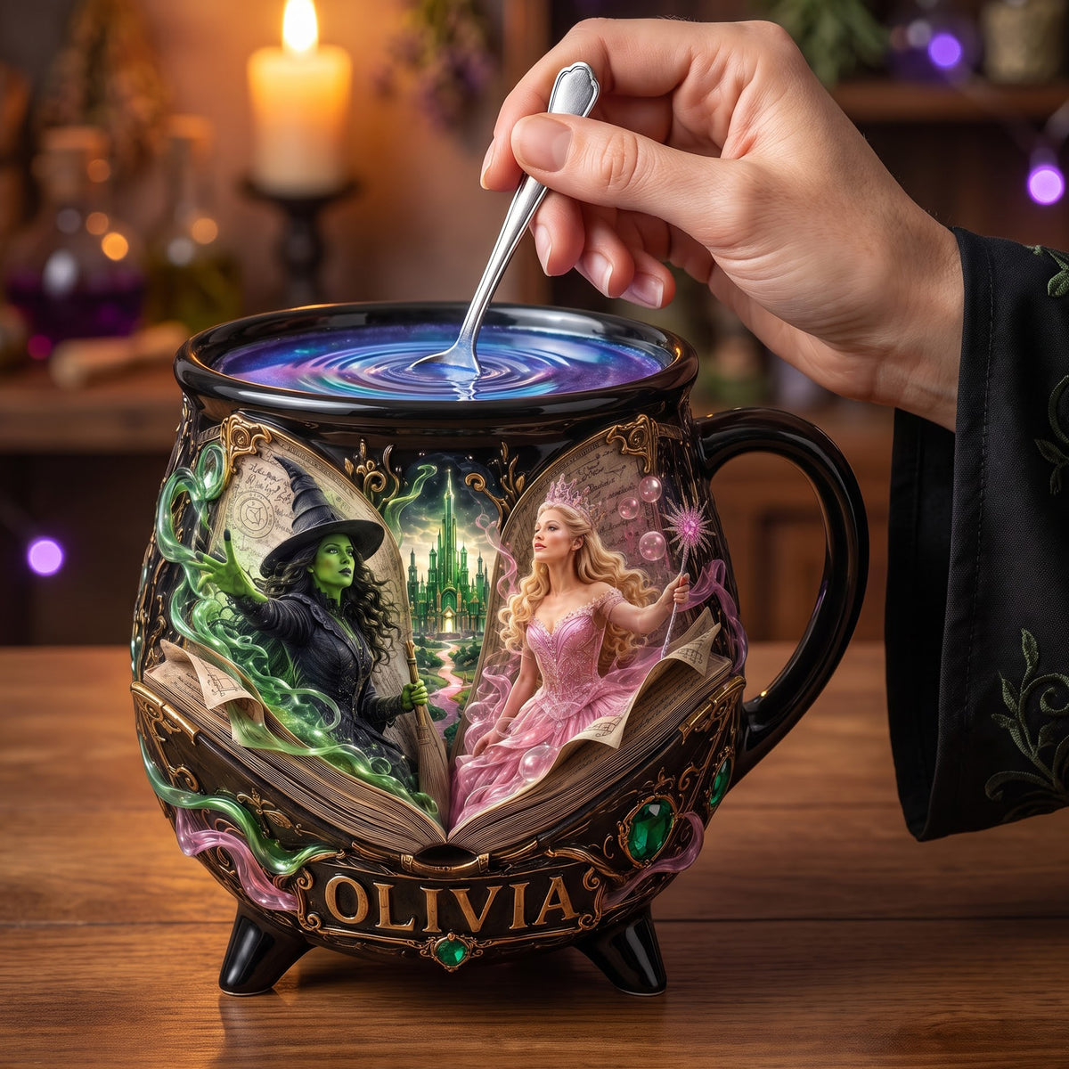 Enchanted Pink And Green Ceramic Cauldron Mug - Personalized Gifts For Halloween 03haqn190826