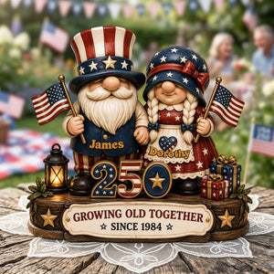 250th Anniversary Gnome Couple Acrylic Plaque - Personalized Gifts For Patriotics Plaque 02NATA050526-Homacus