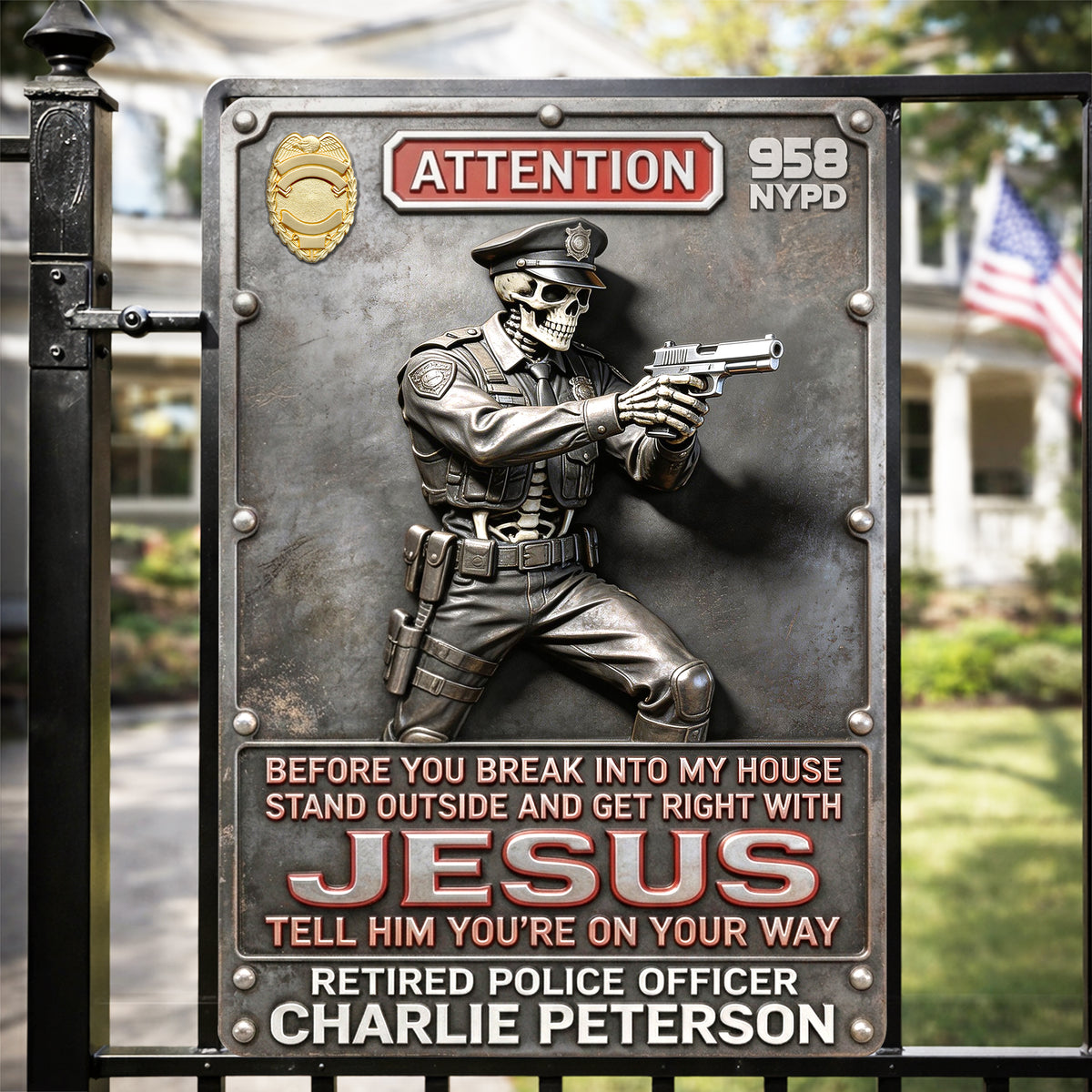 Police Warning Metal Sign - Personalized Gifts For Police Officers 04kilu050326-Homacus