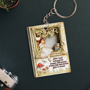 Lady Lair In A Book Acrylic Keychain, Personalized Gifts For Reading Girl 03qhpu030625-Homacus