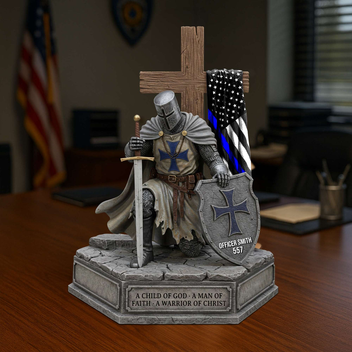 Holy Knight Christmas Gift For Cops – Custom Name Faith Plaque 03qhtn170525-Homacus