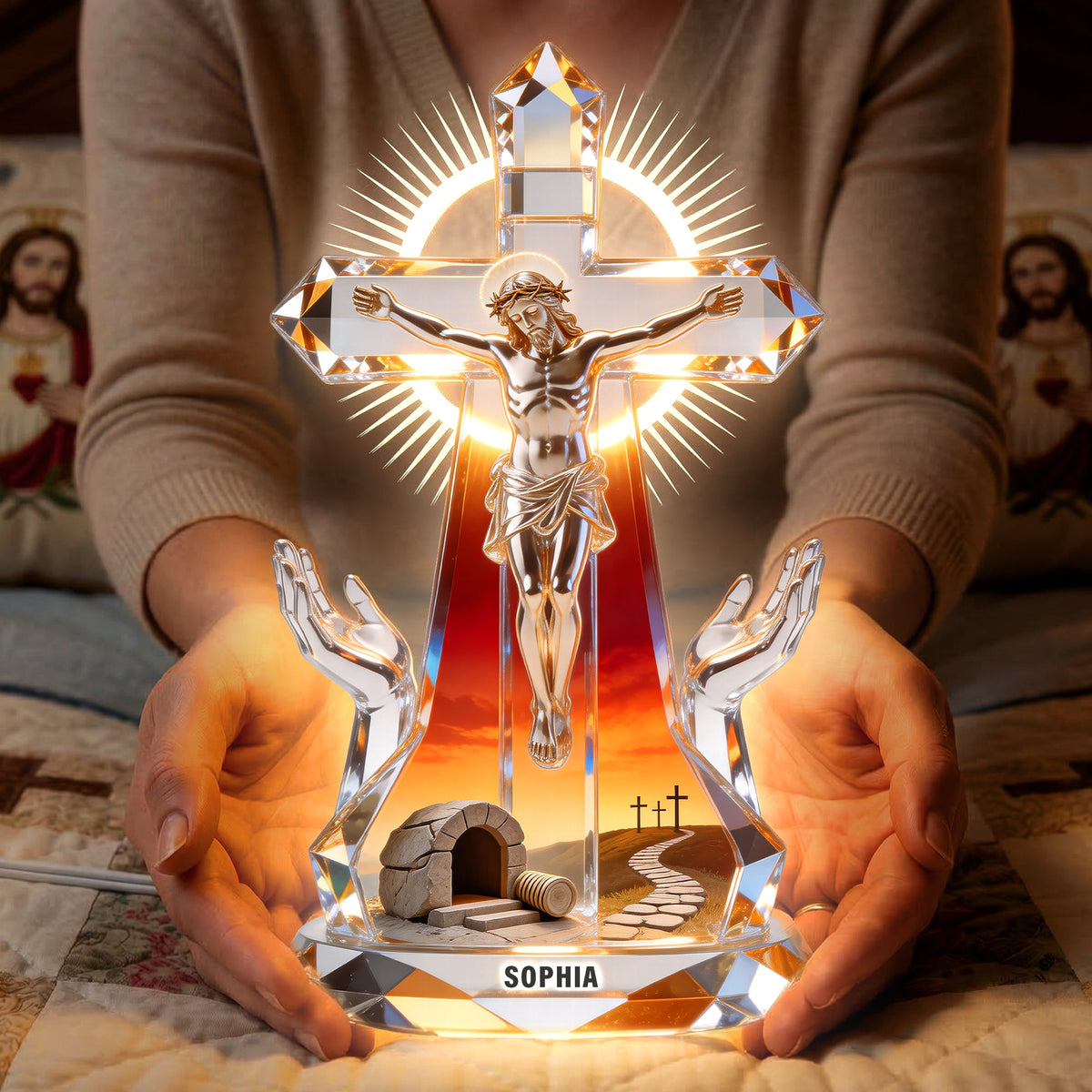 Jesus Christ Crucifix Light Box - Personalized Gifts For Christians 01naqn140326-Homacus