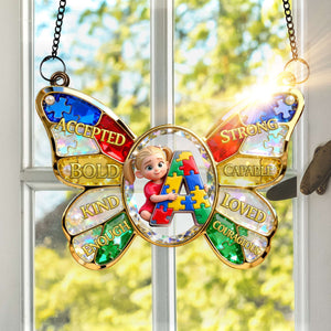 Autism Kids Suncatcher - Custom Photo Gifts For Autism Awareness Suncatcher Ornament 01NALU160326-Homacus