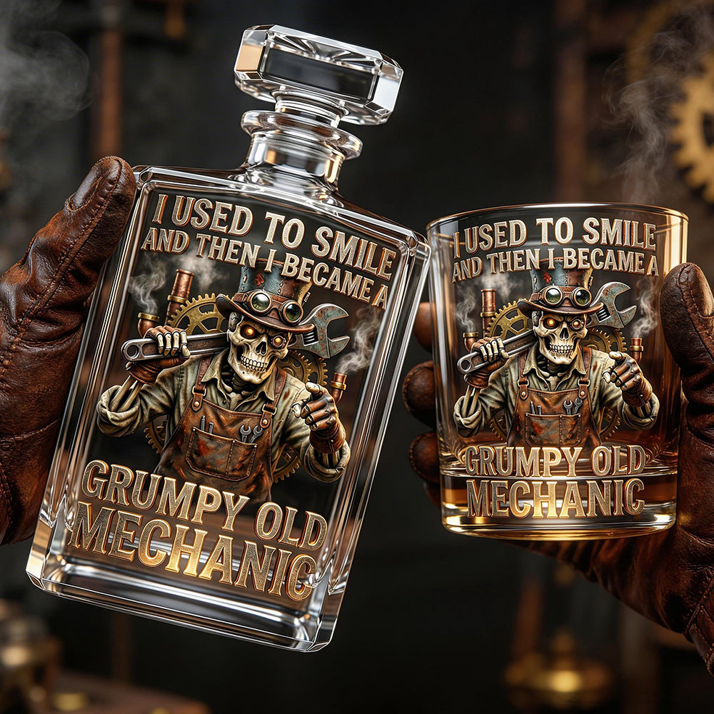 Grumpy Old Mechanic Decanter Set - Personalized Gift For Mechanics 04PADT030326
