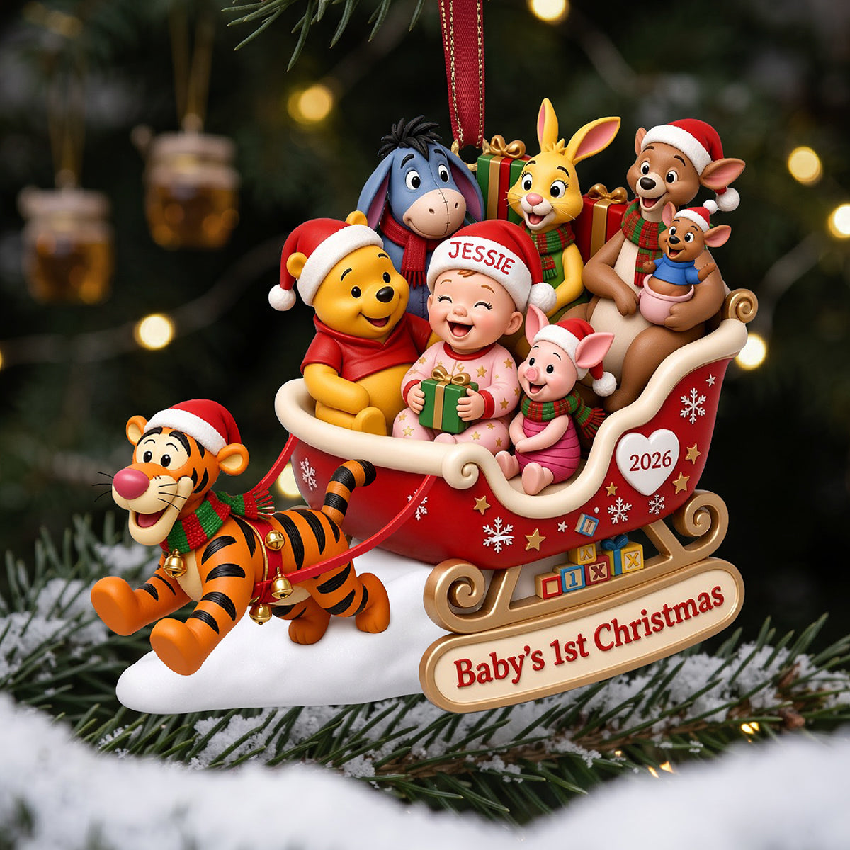 Baby First Christmas Riding in A Santa Sleigh Acrylic Ornament - Personalized Christmas Gifts For Kids 02tyta161026-Homacus