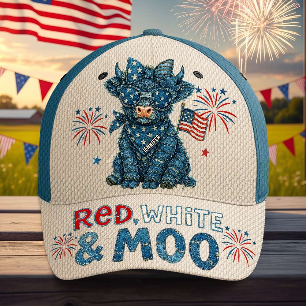 Freedom Highland Cow Classic Cap Personalized 4th of July Gifts 03NADT030625-Homacus