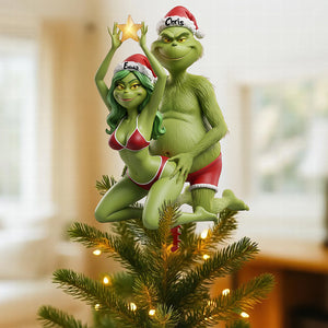 Naughty Couple Acrylic Christmas Tree Topper - Personalized Gifts For Couple 04ohta171125-Homacus