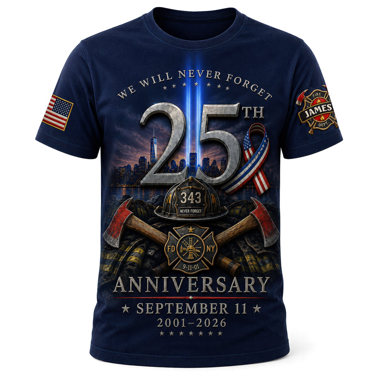 We Will Never Forget Shirt - Personalized Gifts For Firefighter 03naqn030826-Homacus