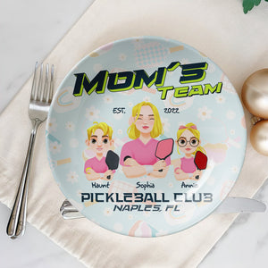 Personalized Gift For Pickleball Mom Ceramic Round Plate- Mom's Team 01XQLU200325PA-Homacus