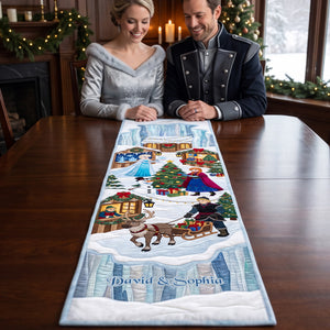Festive Winter Village Table Runner - Personalized Gift For Family 01HAQN210826