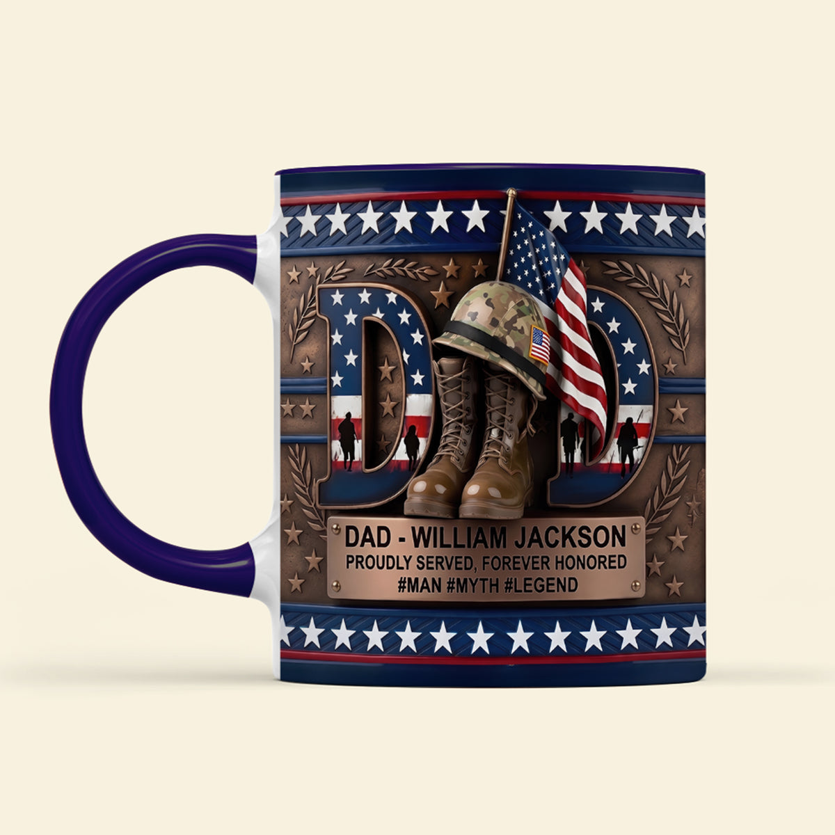 Proud Veteran Dad Coffee Accent Mug - Personalized Gifts For Dad 04TYQN280426-Homacus