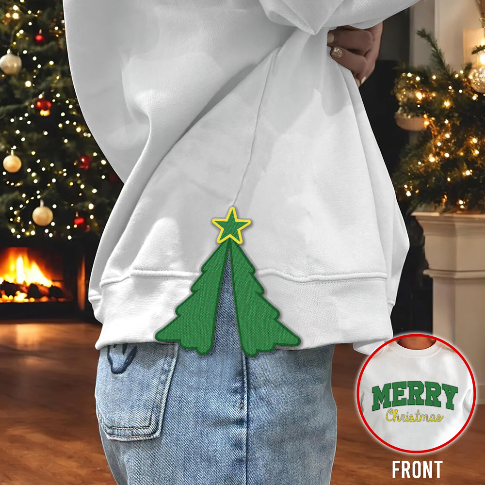 Merry Christmas Side Bow Embroidered Sweatshirt 10acqn011124-Homacus