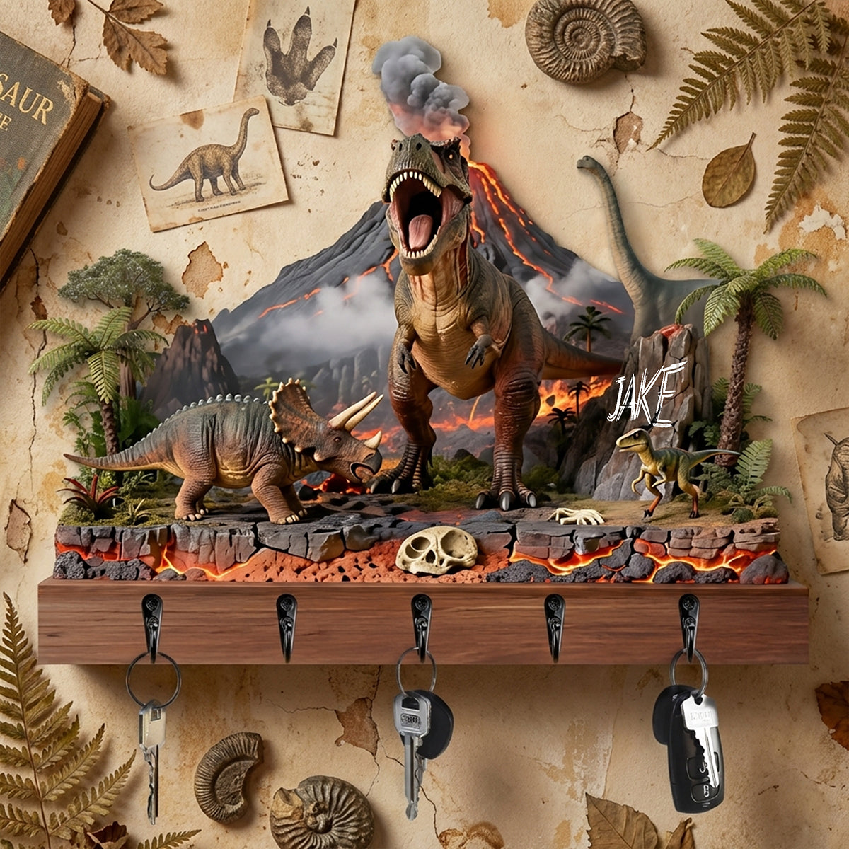 Dinosaur Acrylic Key Hanger - Personalized Gifts For Dinosaur Lovers 04hyta150126