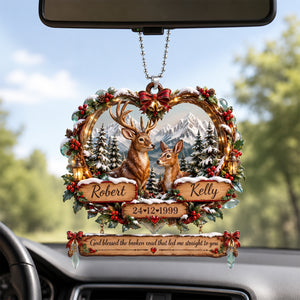 Deer Lover Christmas Gifts For Couple - Personalized Deer Couple Car Ornament 06palu010926