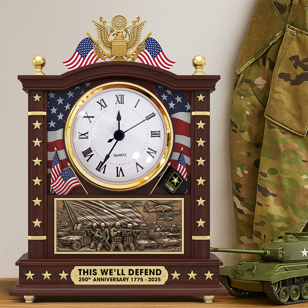 Military Desk Clock Plaque - Personalized 250th Anniversary Gift for Soldier 03huqn080725-Homacus
