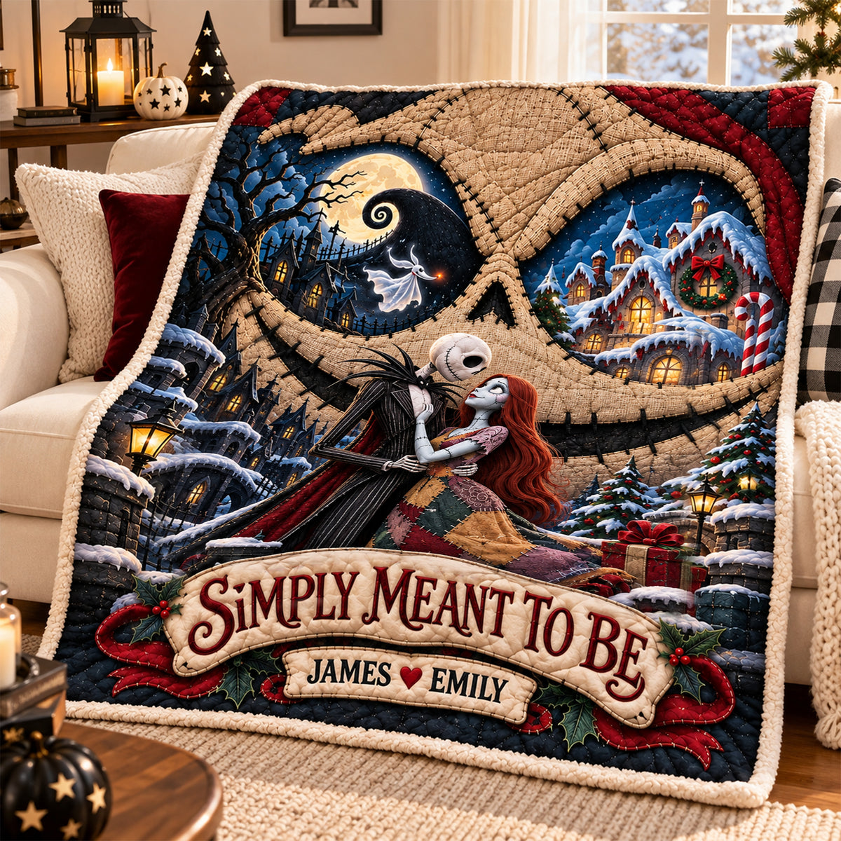 Gothic Soulmates Couple Blanket - Personalized Gift For Couples 01HALU161026-Homacus
