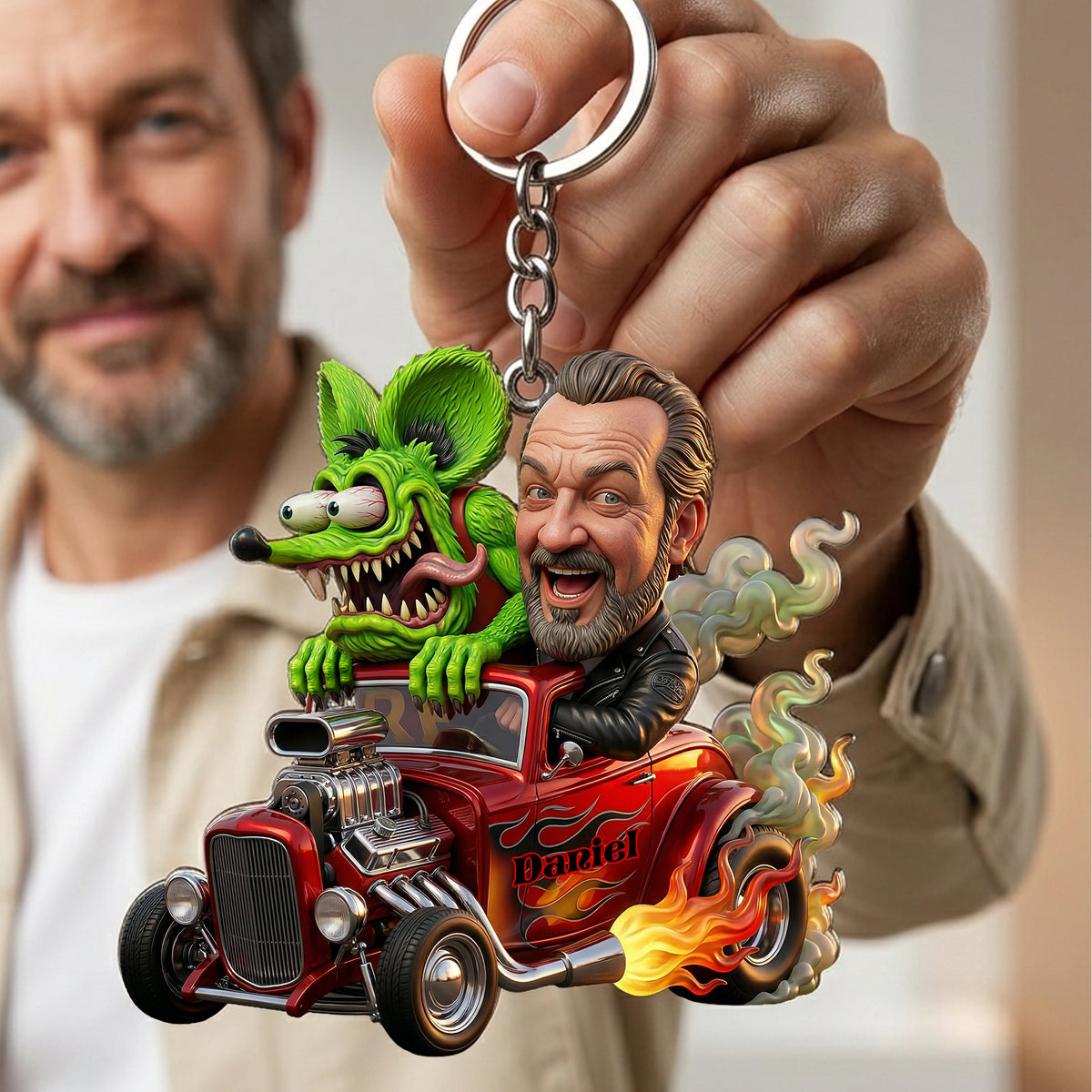 Speed Monster Keychain - Custom Photo Gifts For Hot Rod Lover 02PALU260326-Homacus