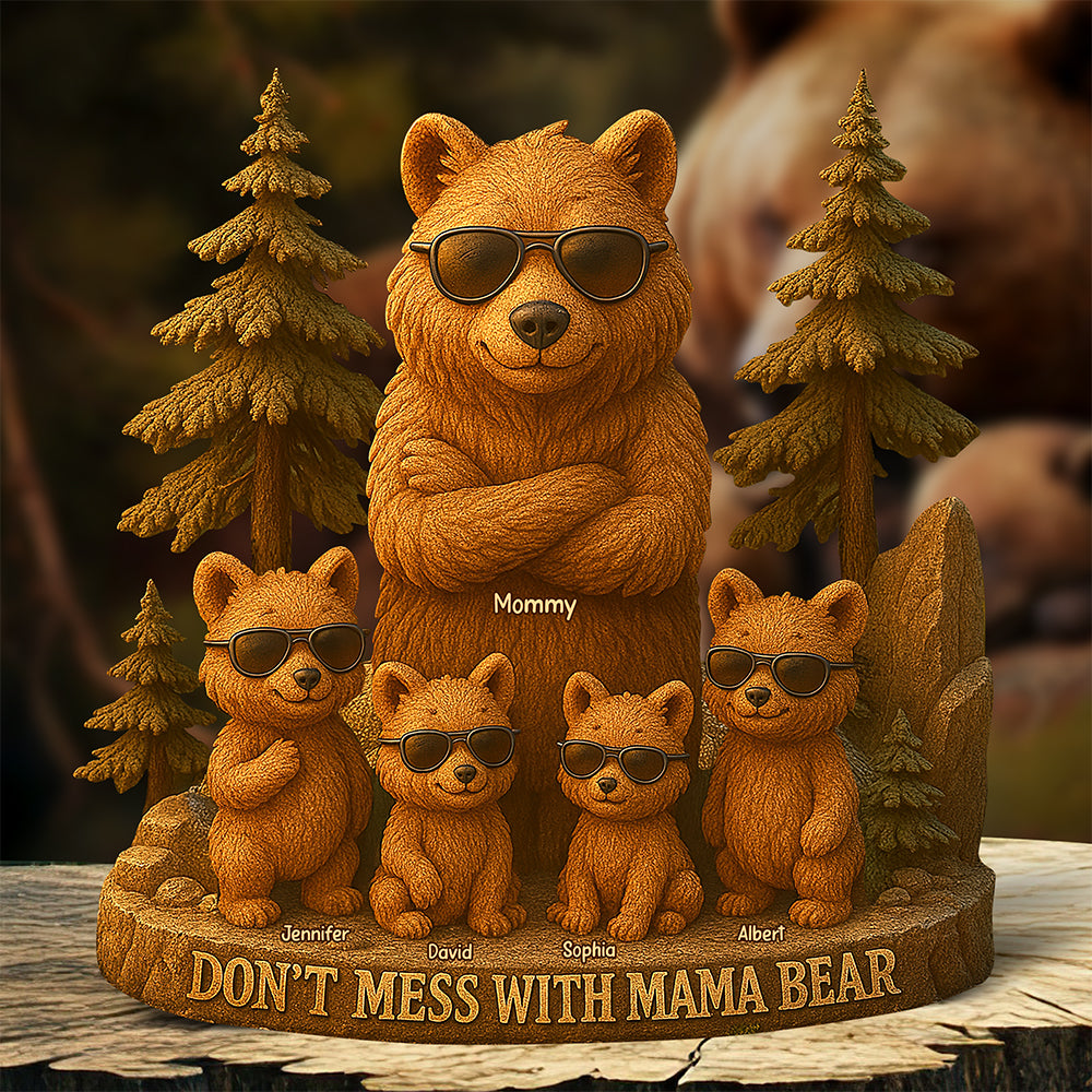 Bear Mom Plaque - Personalized Gifts For Mama Bear-Homacus