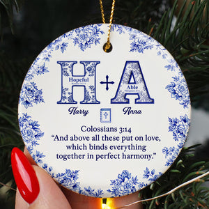 Toile de Jouy Faith & Love Christmas Ornament Personalized Gifts For Couple 03HYDT021025-Homacus