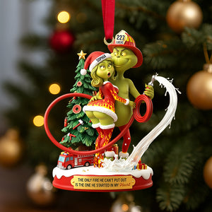 Funny Firefighter Green Monster Personalized Gifts For Couple Christmas Ornament 02tgtn011025-Homacus