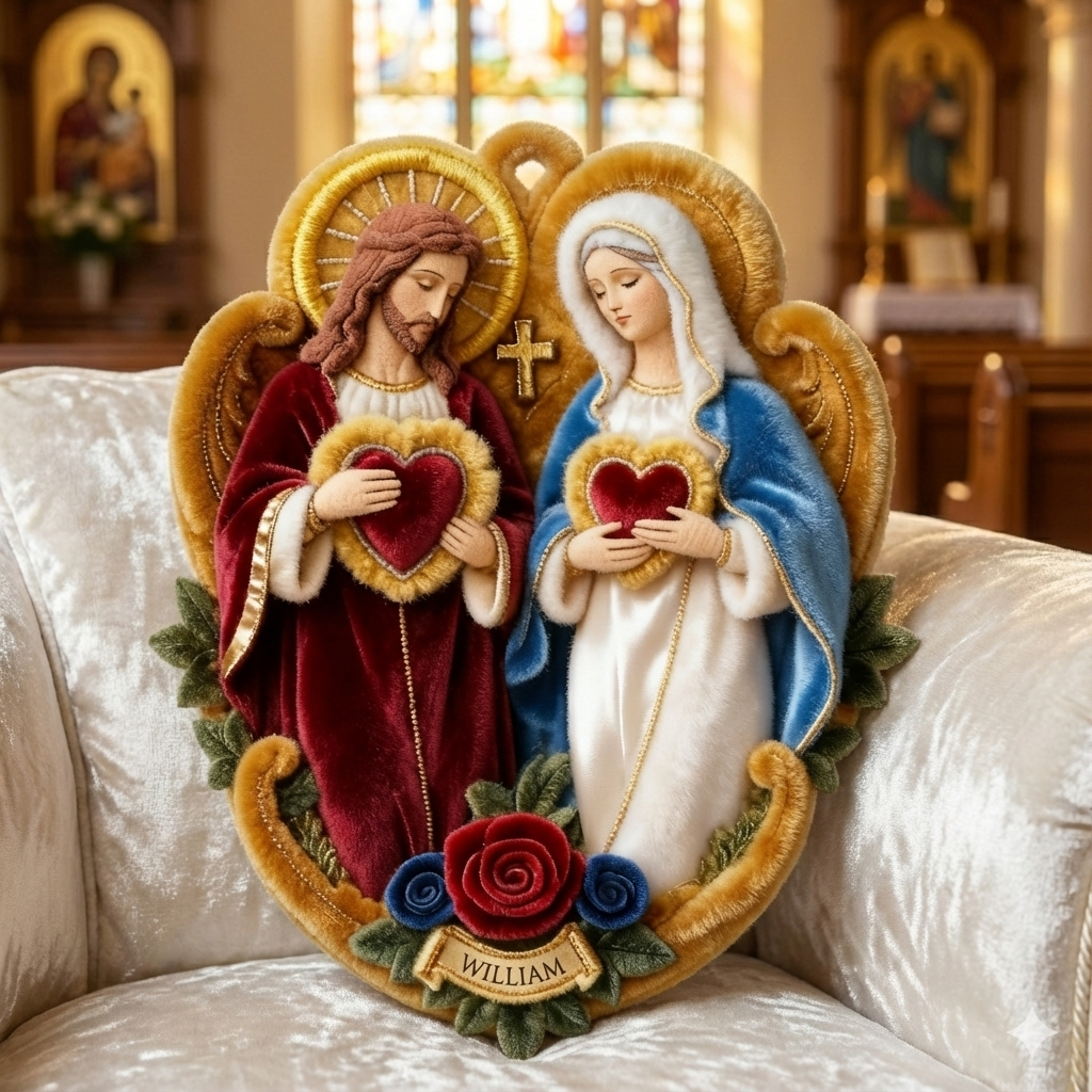 Sacred Hearts Christian Pillow - Personalized Gifts For Christian Family 02TGLU191225-Homacus