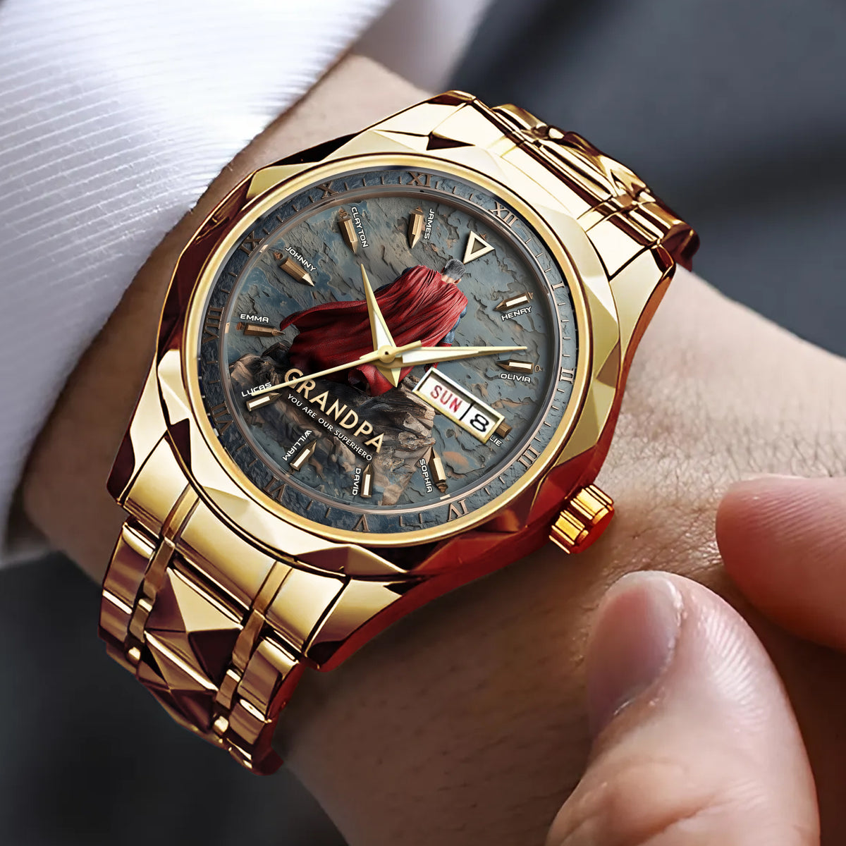 Proud Grandpa Men's Watch Personalized Gifts for Dad 03TGDT290725-Homacus