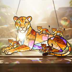 Lion Mom And Kids Suncatcher - Personalized Gifts For Mother's Day Suncatcher Ornament 03OHTA240226-Homacus