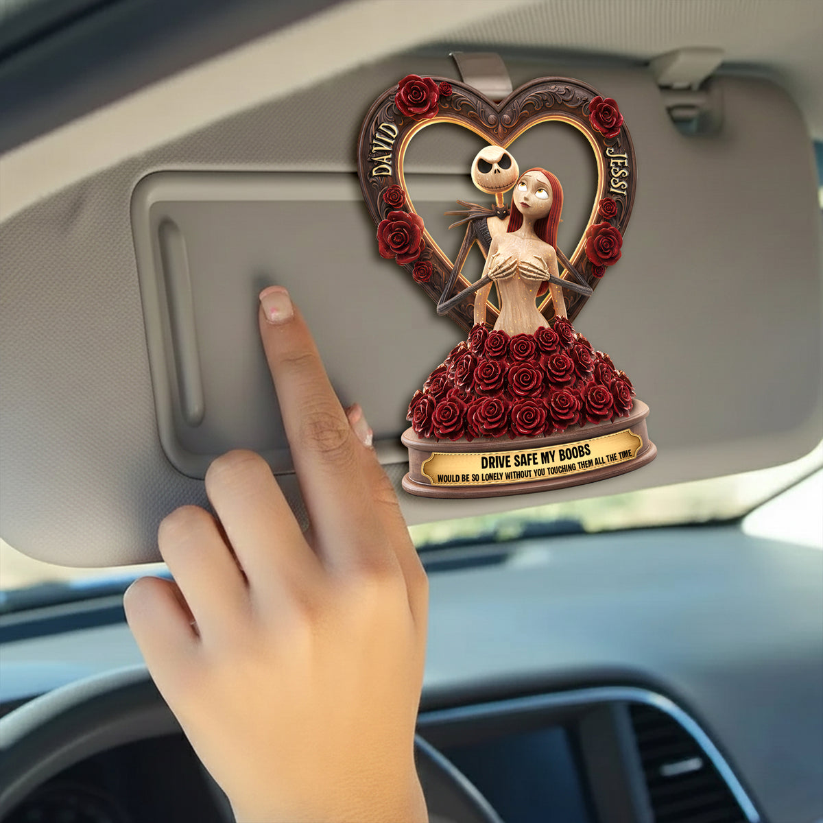 Naughty Skeleton Couple Car Visor Clip - Personalized Gifts For Couple 02ohlu171225-Homacus